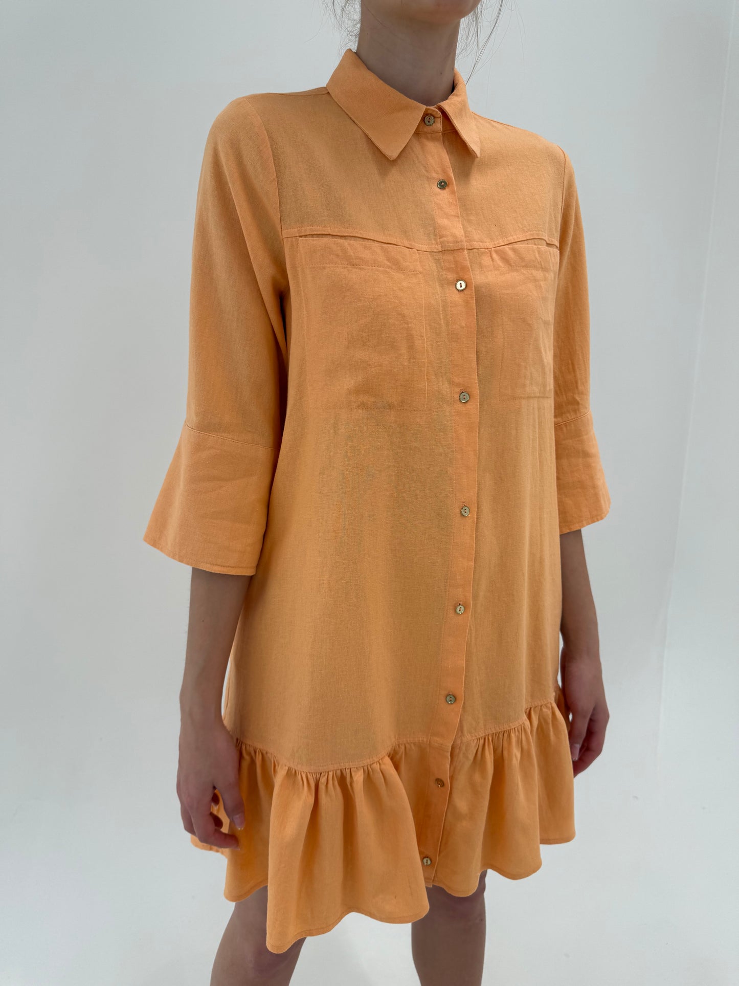 Rochie din pânză  în croi chic lejer powder orange