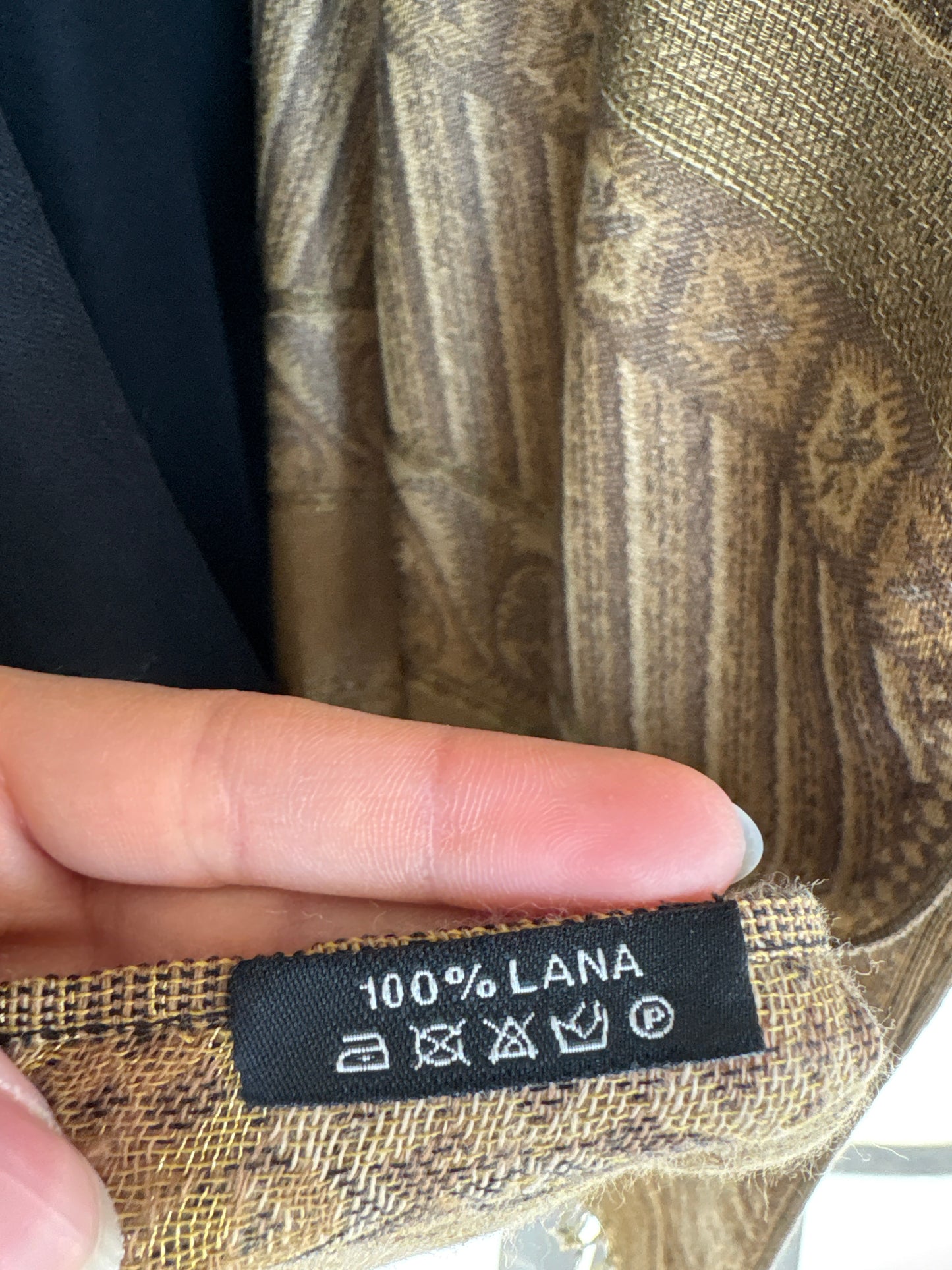 Shawl XXXL excepțional din lana extrafina camel și kaki