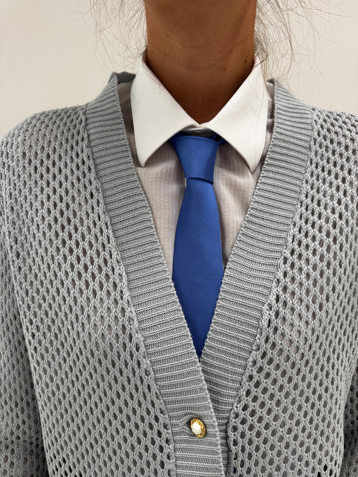Cravata Joop din mătase naturală jacquard albastru cu silver gray