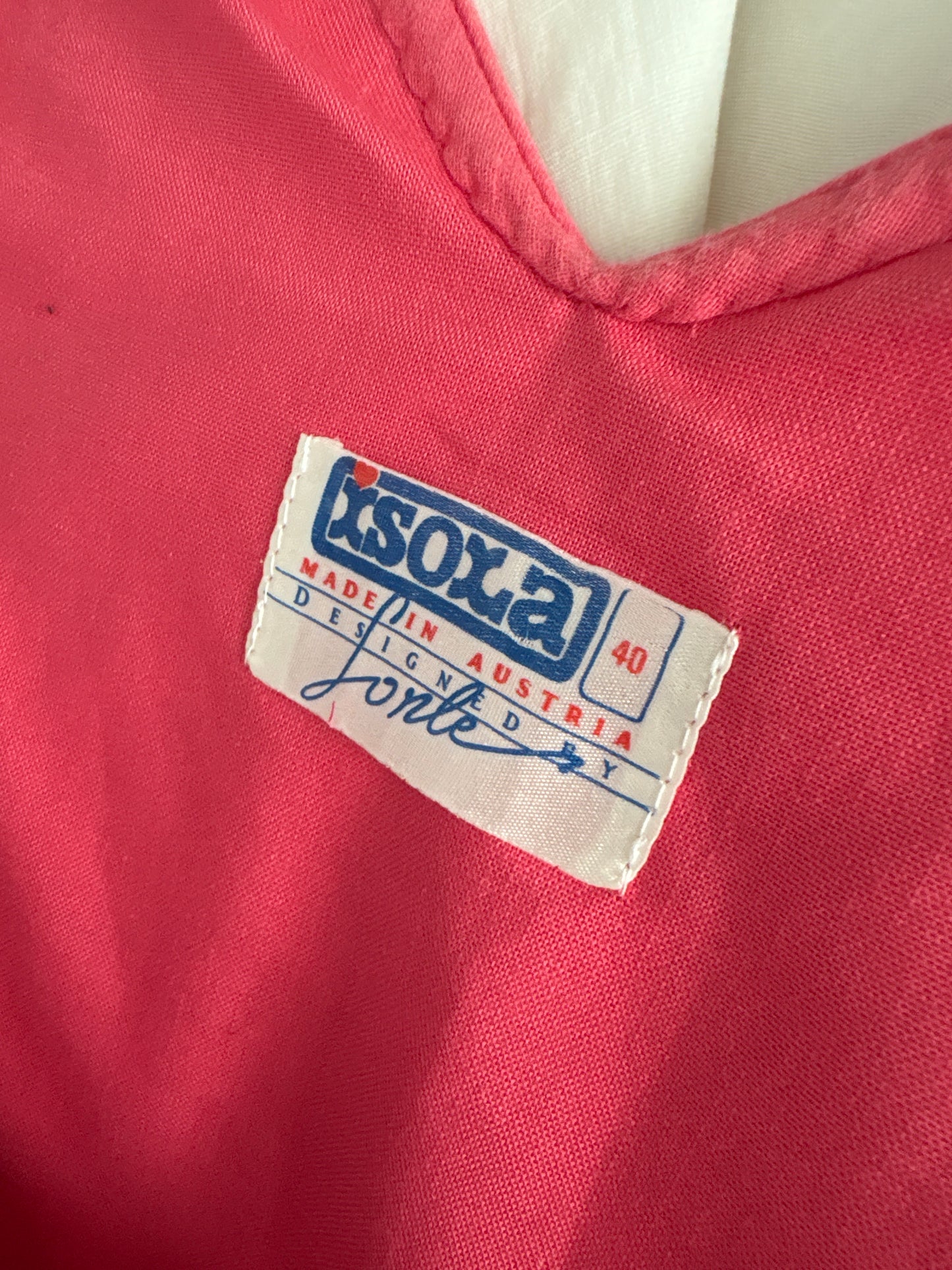 Rochie vintage maxi cu corsaj Barbie pink din pânză de in și bumbac