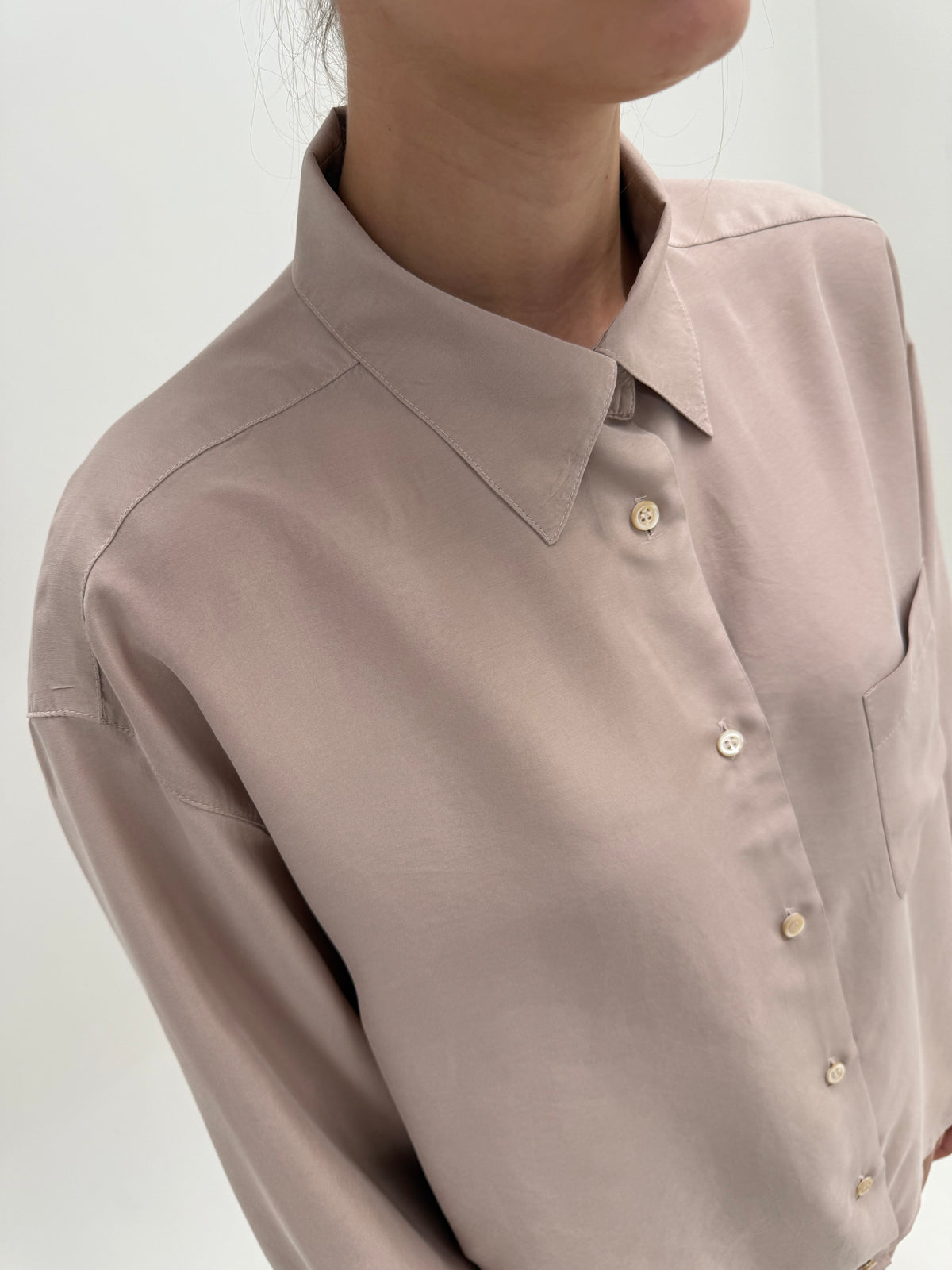 Cămașa Max Mara din mătase naturală în croi lejer dusty powder Pink