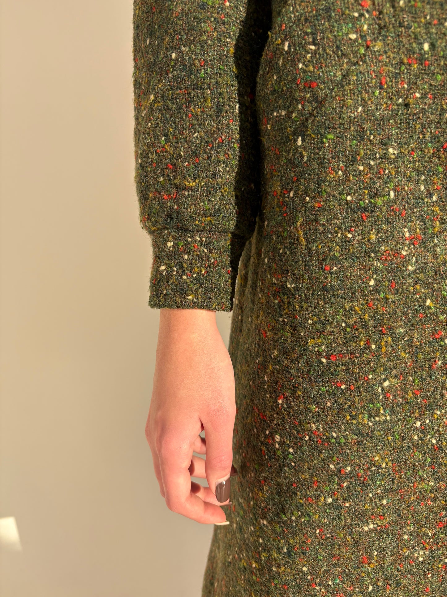 Palton old vintage anii 60 de colecție din tweed Donegal de lana pina în culori superbe