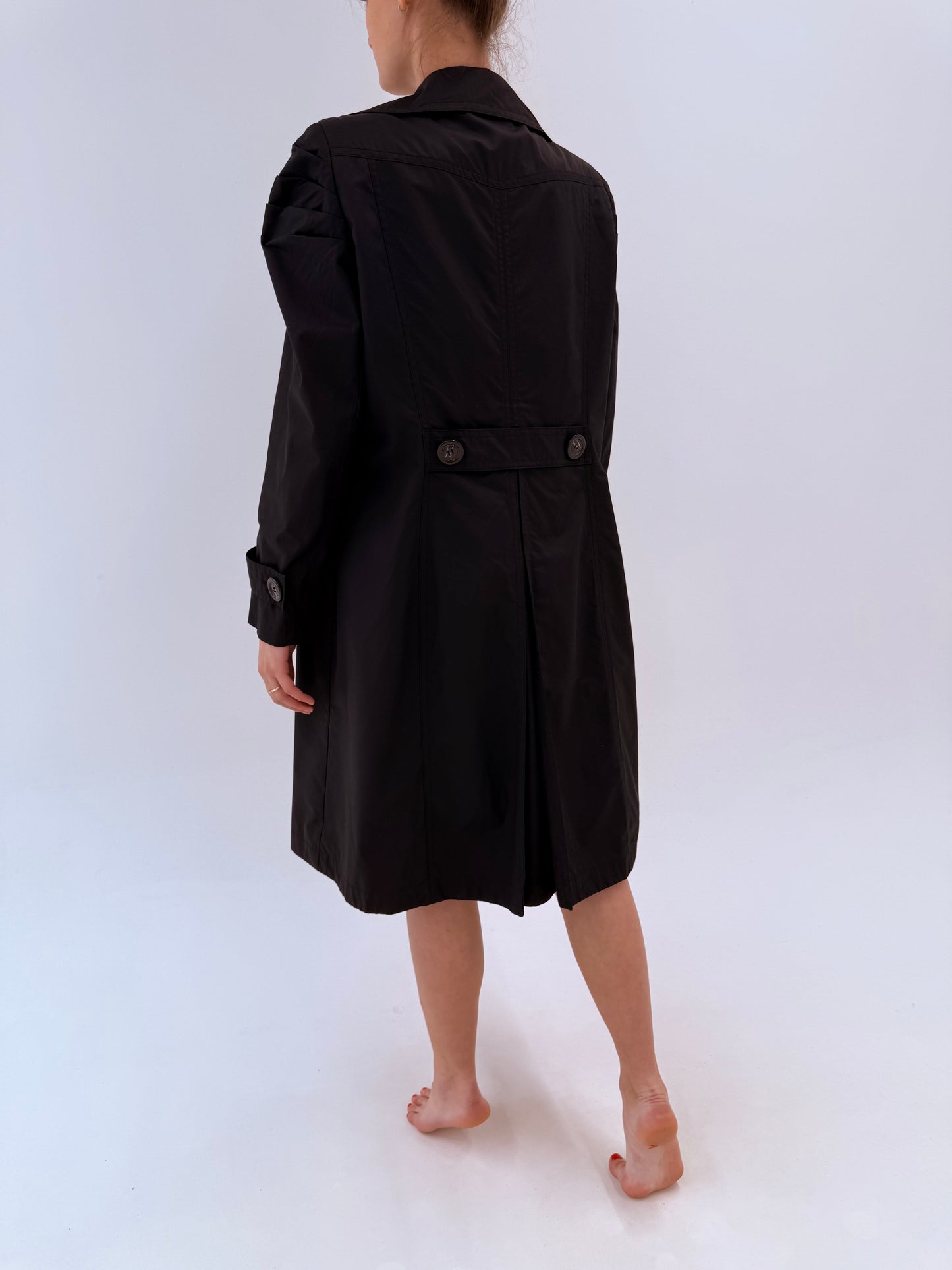 Trench negru luxury Madeleine impermeabil ușor texturat și texturat