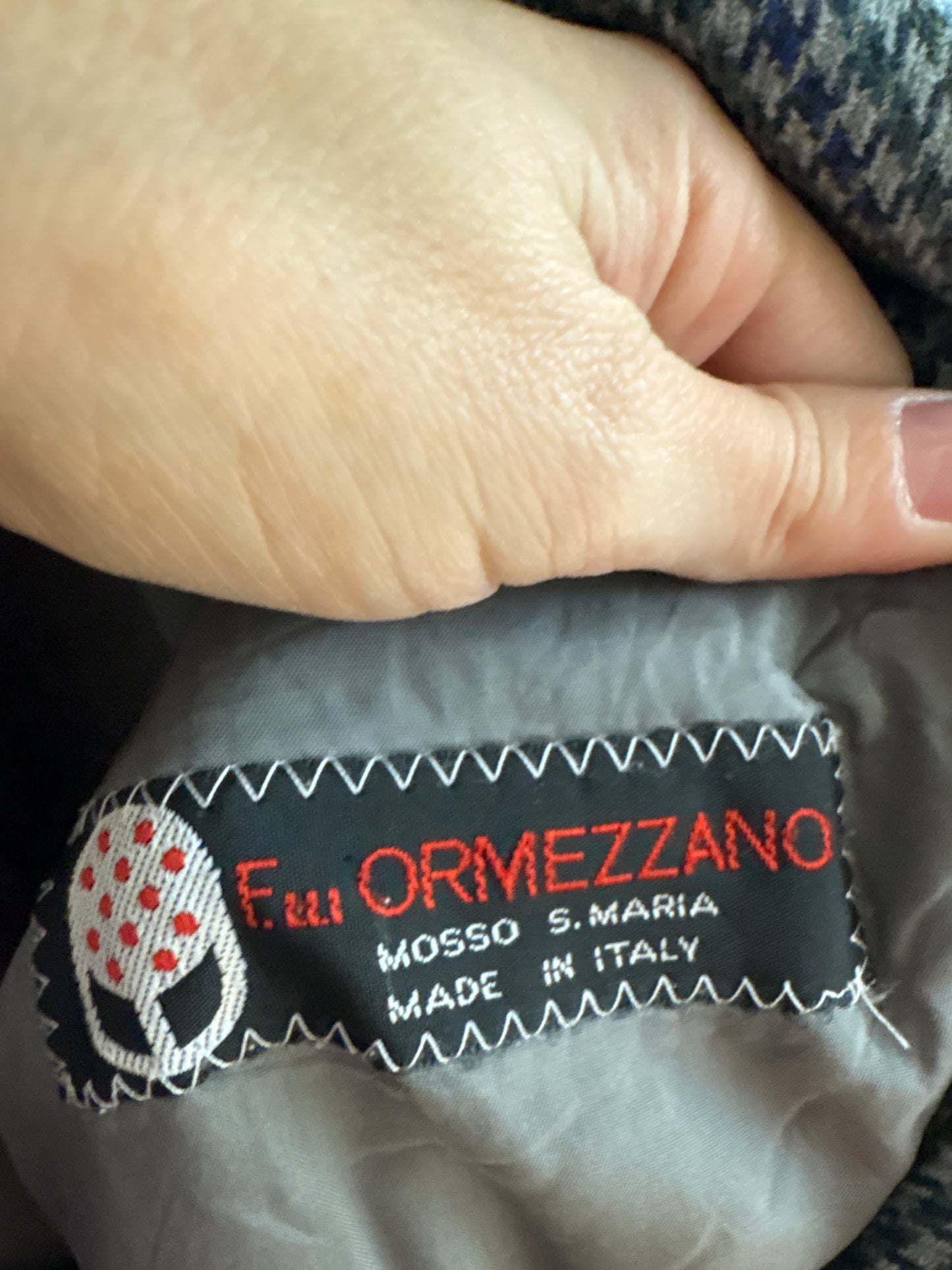 Sacou în carouri pied de coq Jeans blue din tweed moale de lana certificată