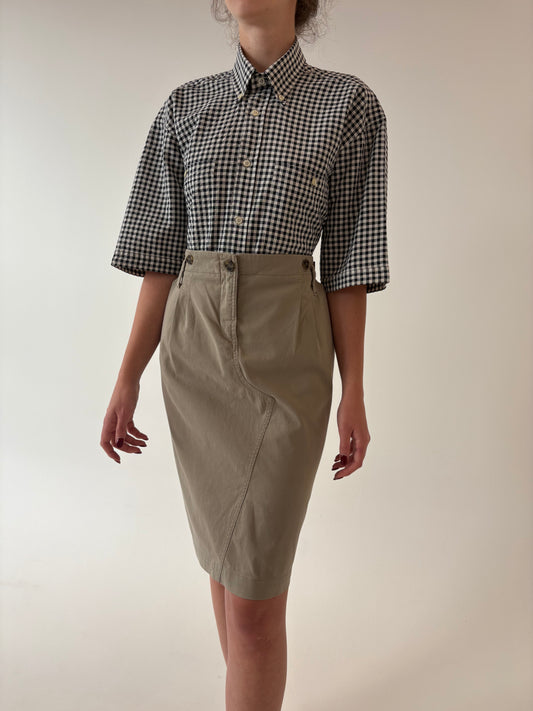 Fustă Max Mara din gabardină de bumbac cu pense