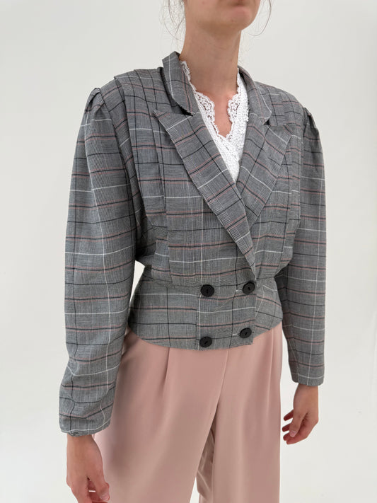 Sacou cambrat vintage în croi elaborat din pânză cu închidere dublă