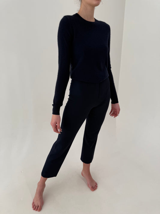 Pantaloni Navy petite de brand premium italian din stofita de primăvară