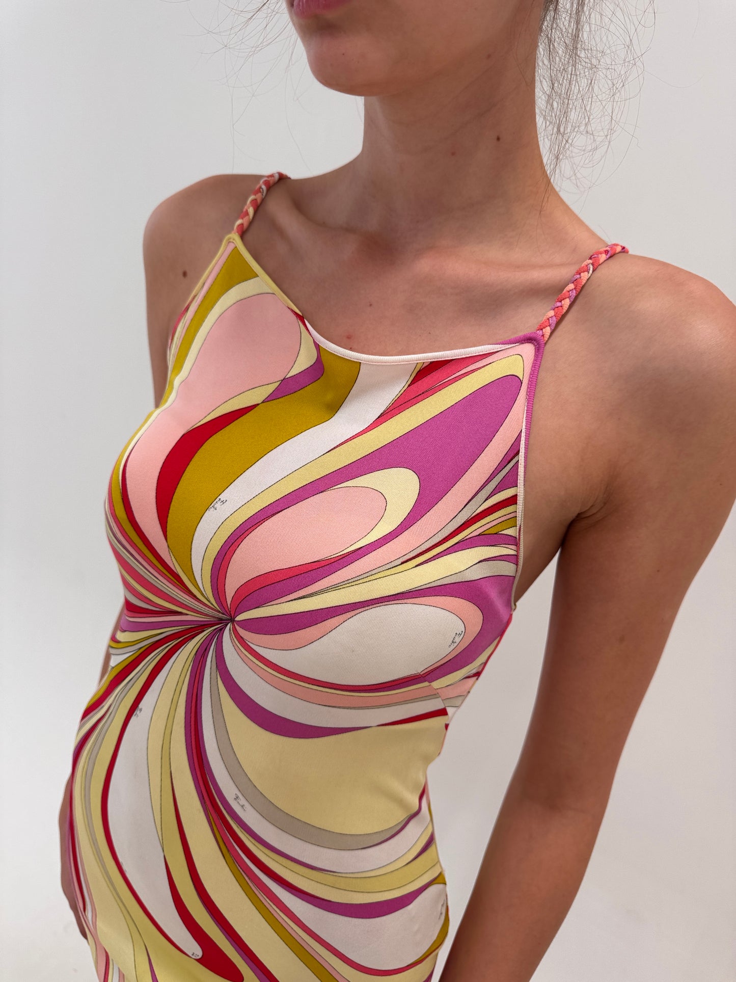 Rochie maxi de colecție Emilio Pucci cu print specific brandului