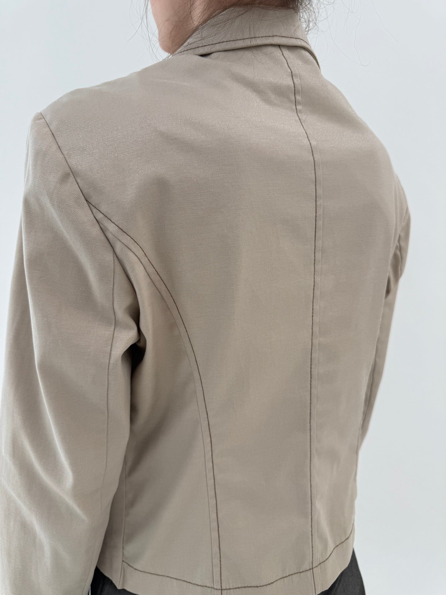 Sacou sand nude de vară din twill de bumbac ultra confort cu efect ușor perlat