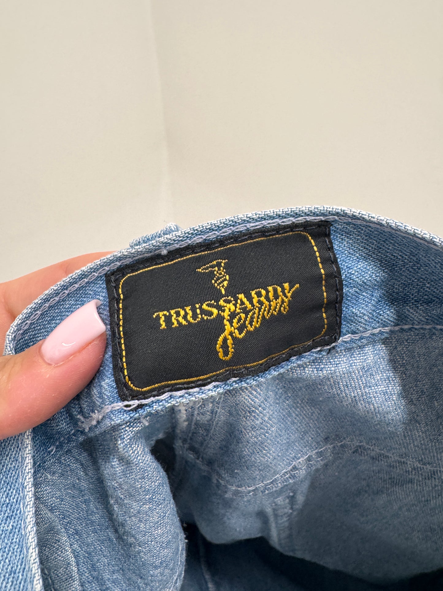 Fustă luxury Trussardi din jeans cu talie ultra înaltă
