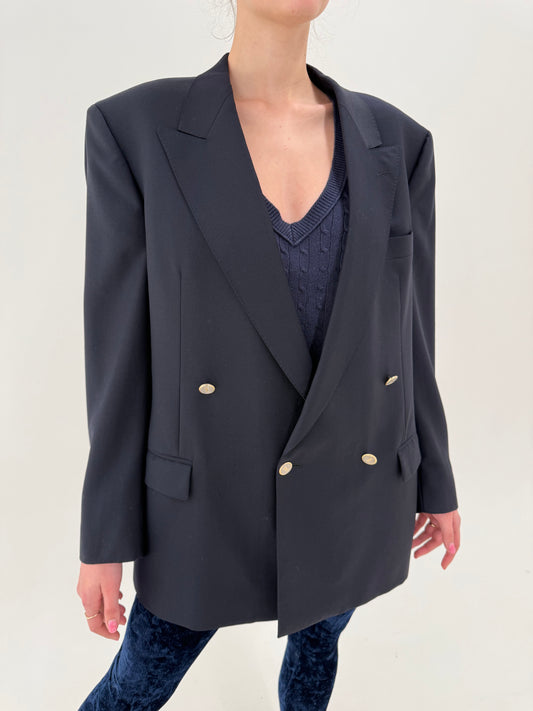 Sacou Yves Saint Laurent cu închidere dublă și nasturi aurii cu logo