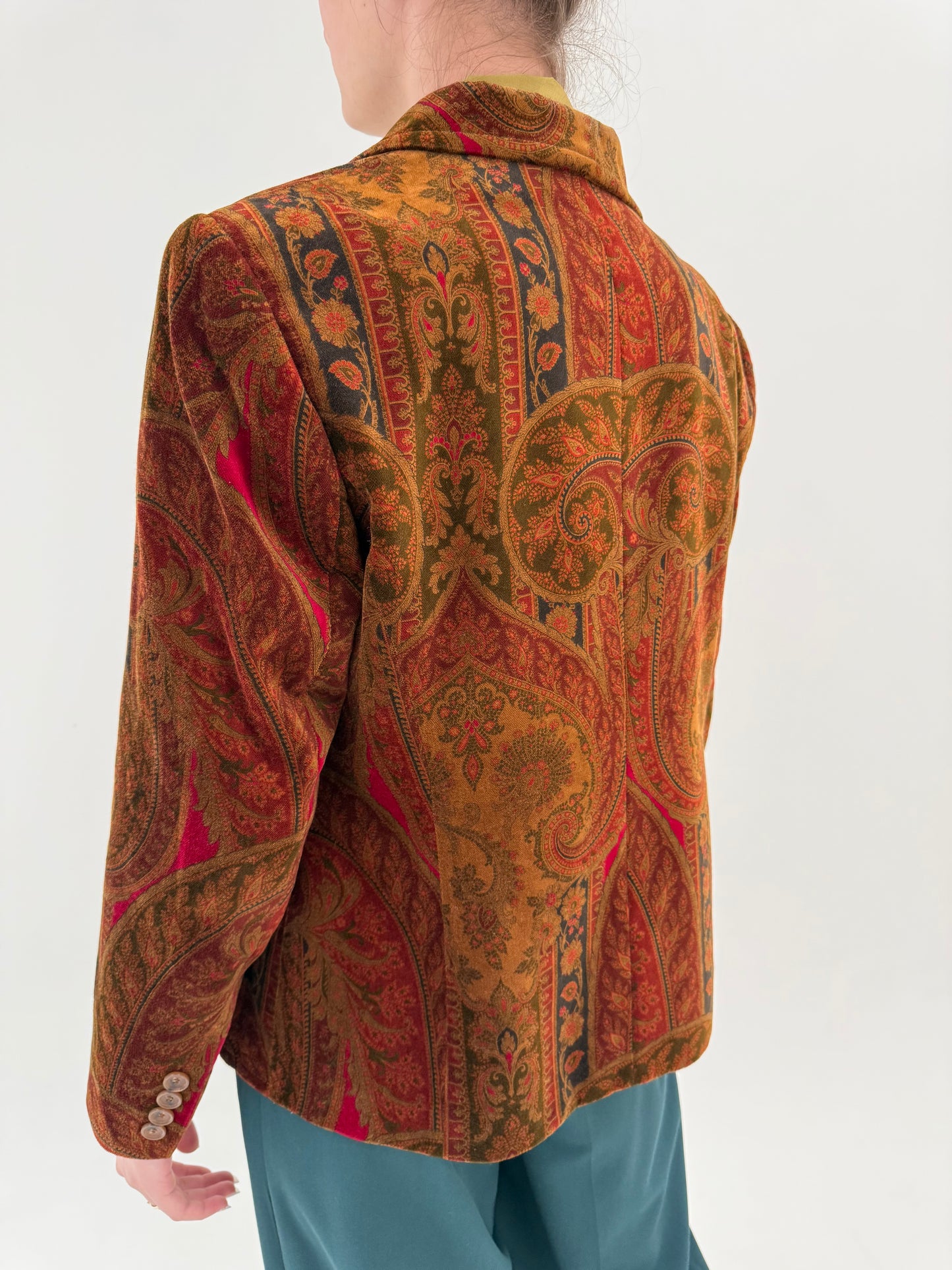 Sacou caramel din catifea excepțională în stil Etro