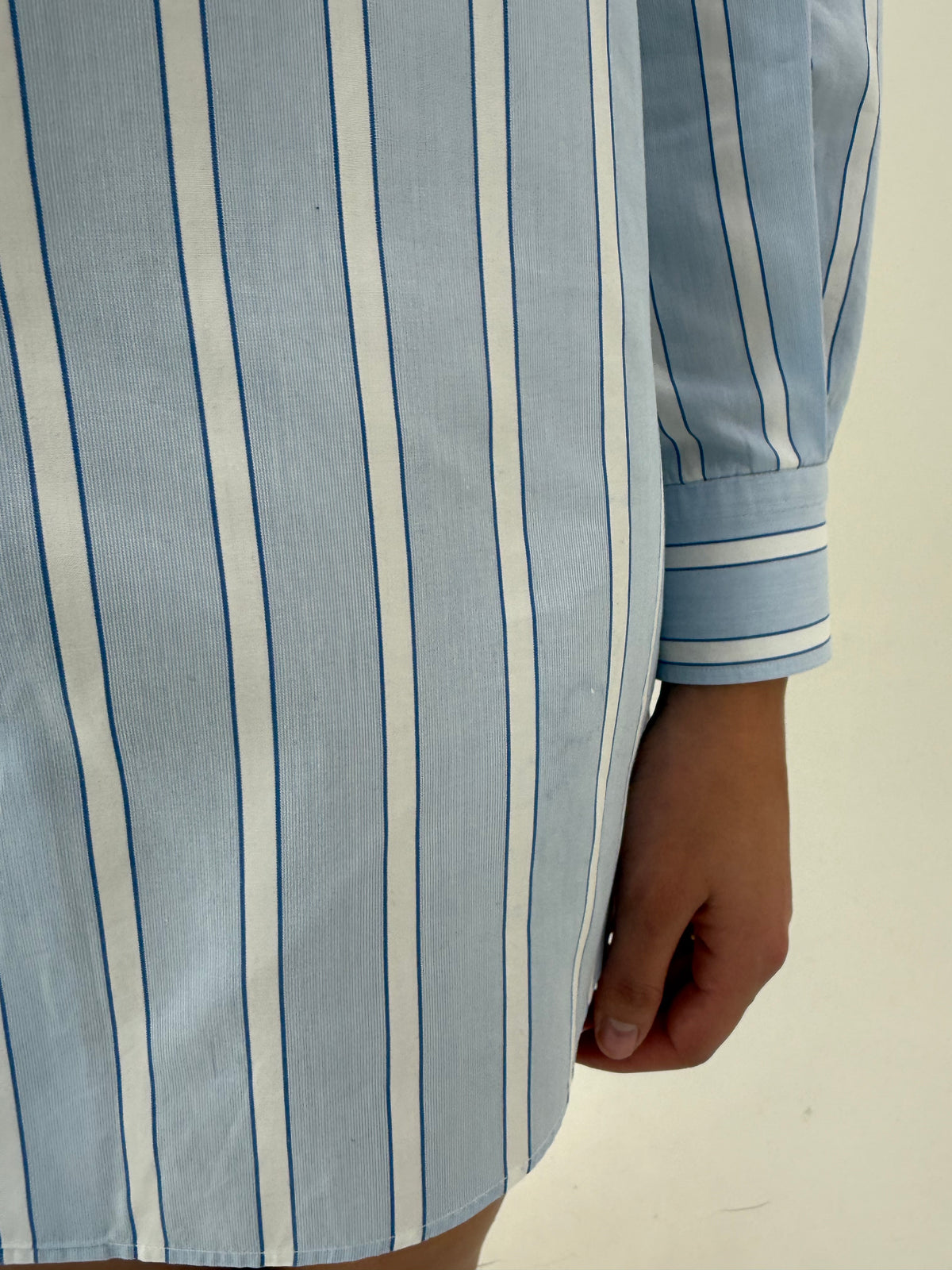Cămașa petite baby blue în dungi din poplin excepțional de bumbac