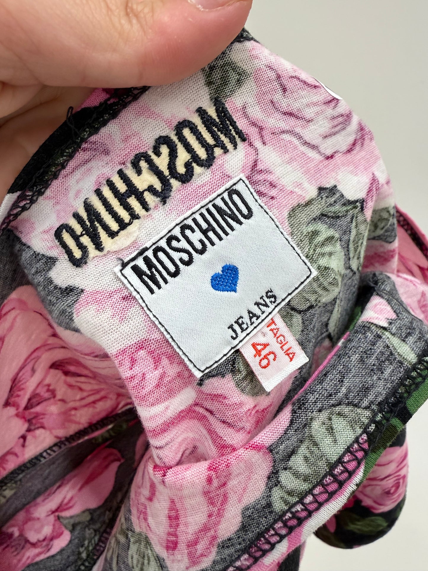 Top vintage Moschino ultra feminin din bumbac modelator de gramaj mare