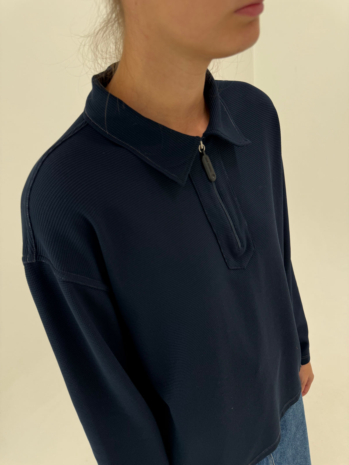 Zip-neck polo casual Trussardi honeycomb knit tehnic petite