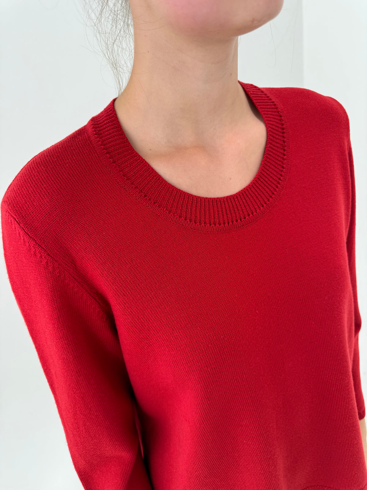 Pulover cherry red din lana extrafina petite