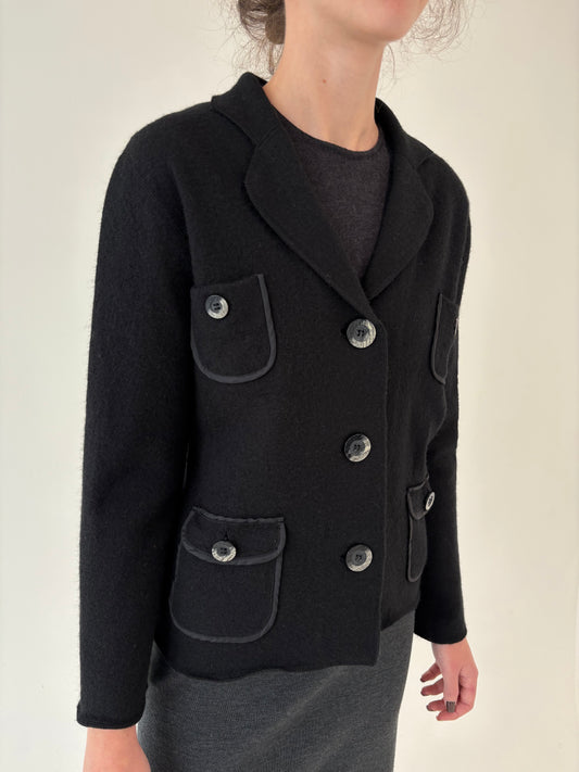 Sacou luxury negru Krizia din boiled wool ultra confort petite