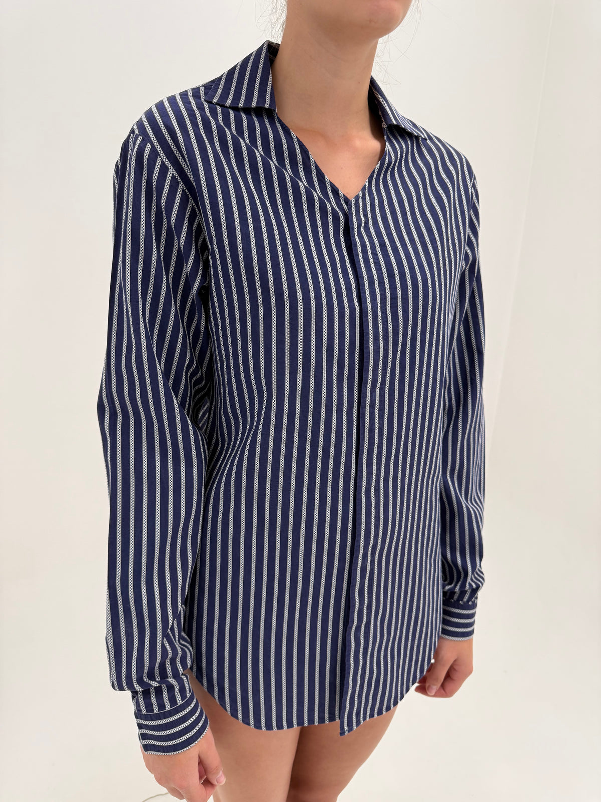 Cămașa Armani din poplin gros excepțional jacquard cu dungi verticale