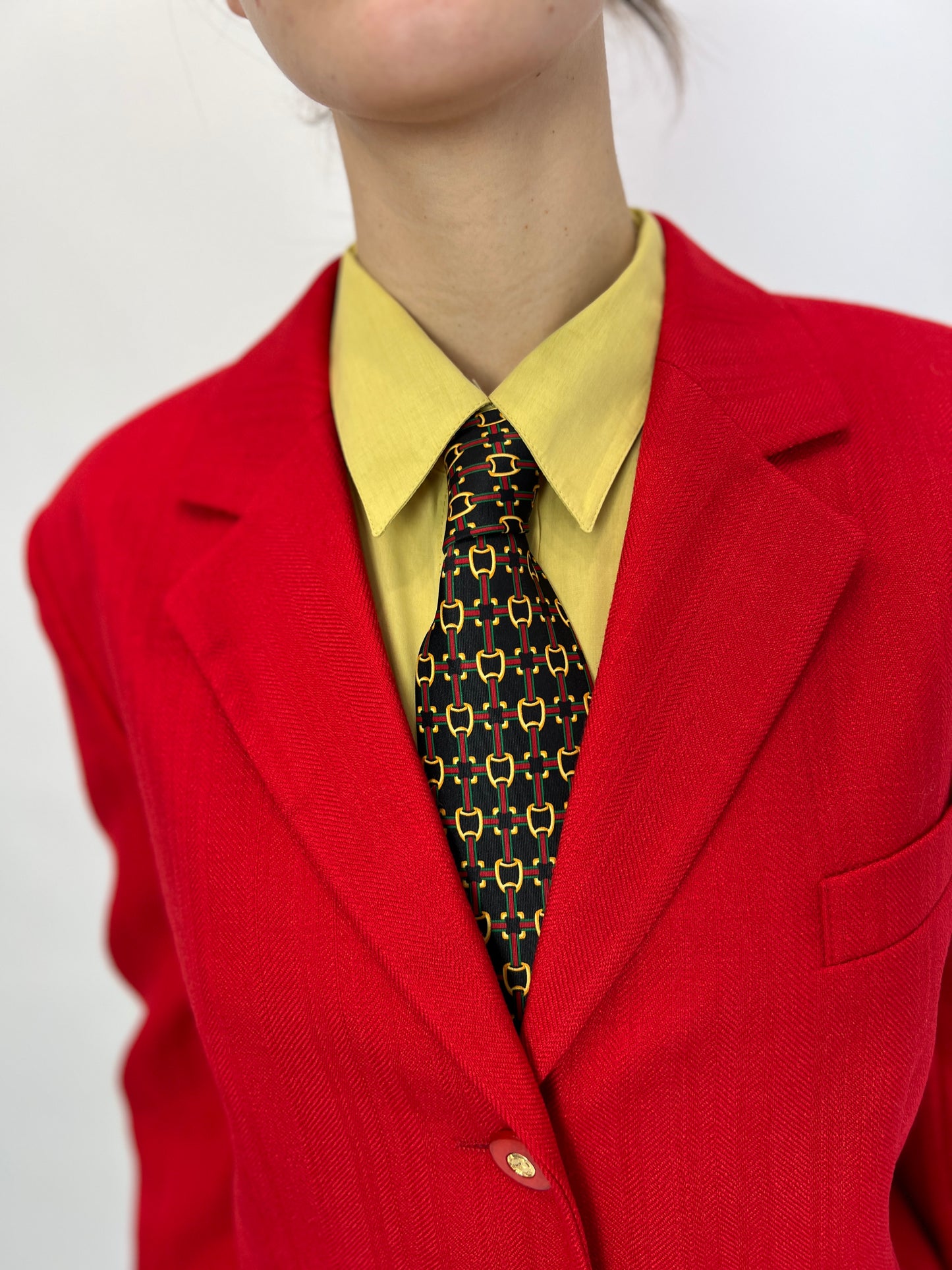 Cravata cu print in stil Gucci lucrată manual
