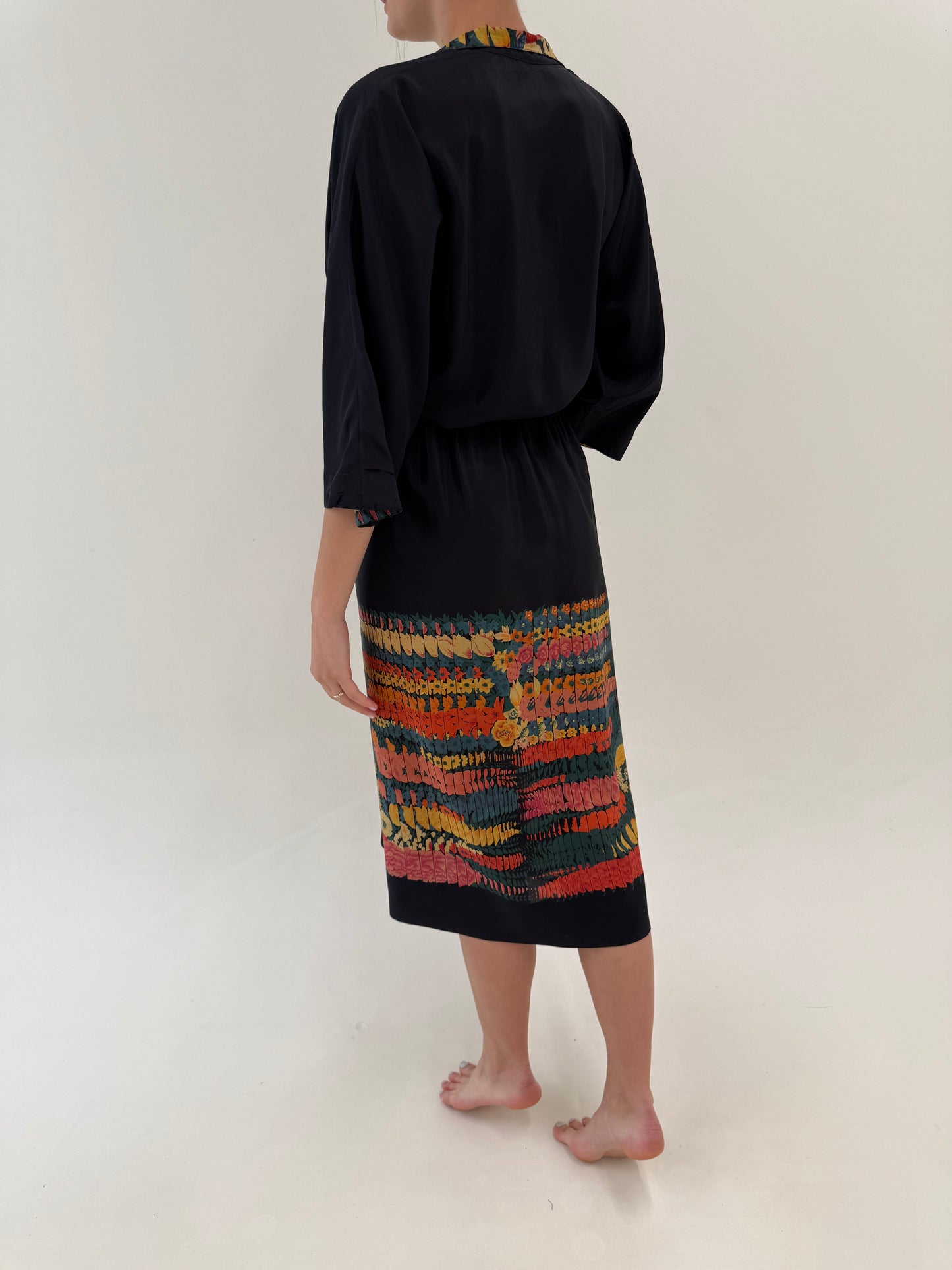 Rochie vintage în croi lejer cu talie ultra înaltă marcată elastică super vaporoasă