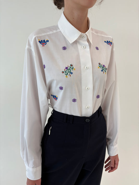 Cămașa vintage din bumbac cu broderie