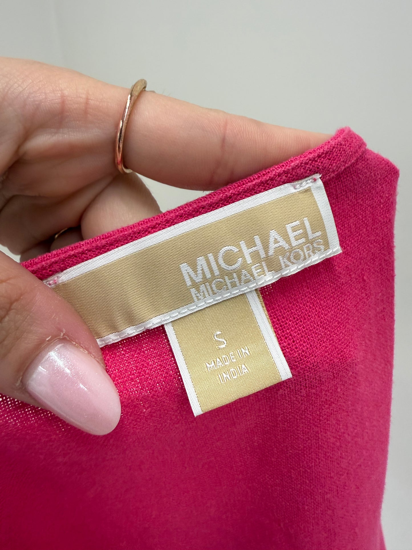 Top luxury Michael Kors din pânză cu feronerie aurie și umeri bufanți