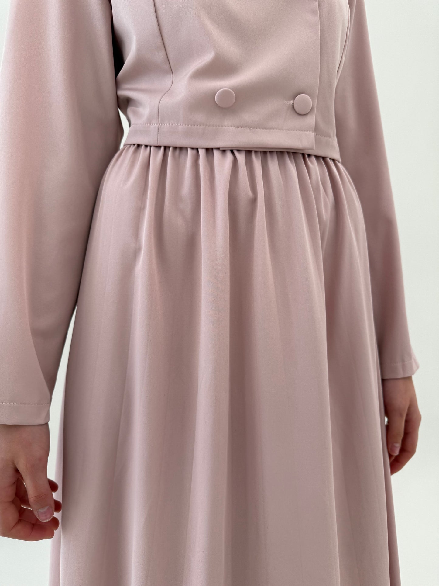 Deux piece vintage powder Pink cu fustă maxi și sacou cambrat