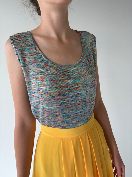 Top italian din jerse cu efect de curcubeu