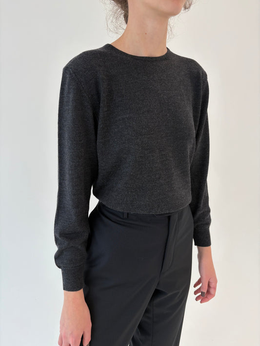 Pulover charcoal gray din lana merino extrafina