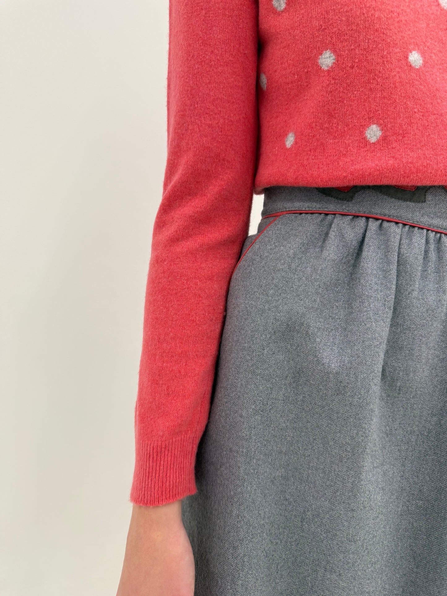 Fustă vintage din lana groasă super amplă cu talie ultra marcată înaltă