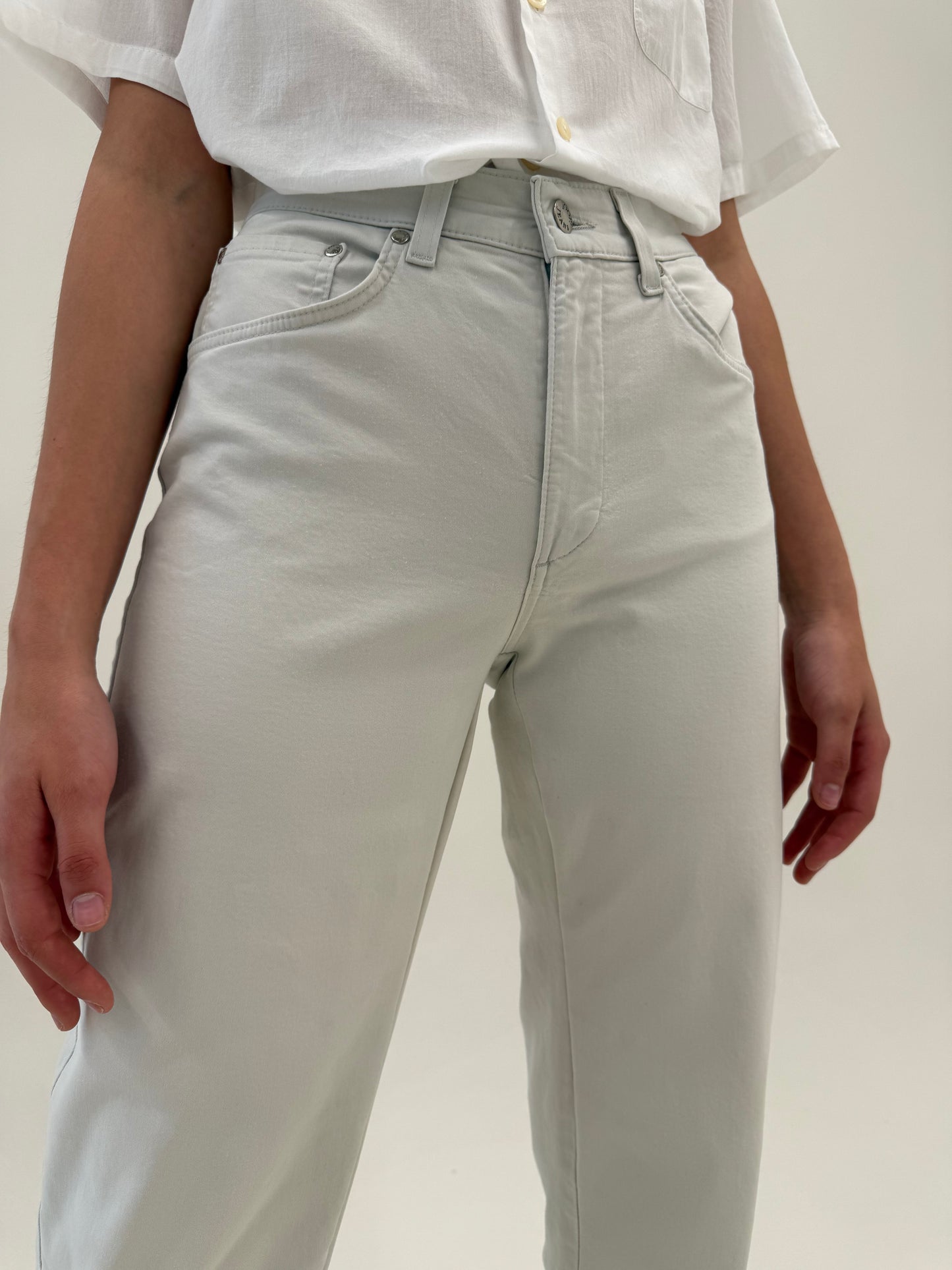 Pantaloni off white Joop de vară din bumbac ultra confort straight leg