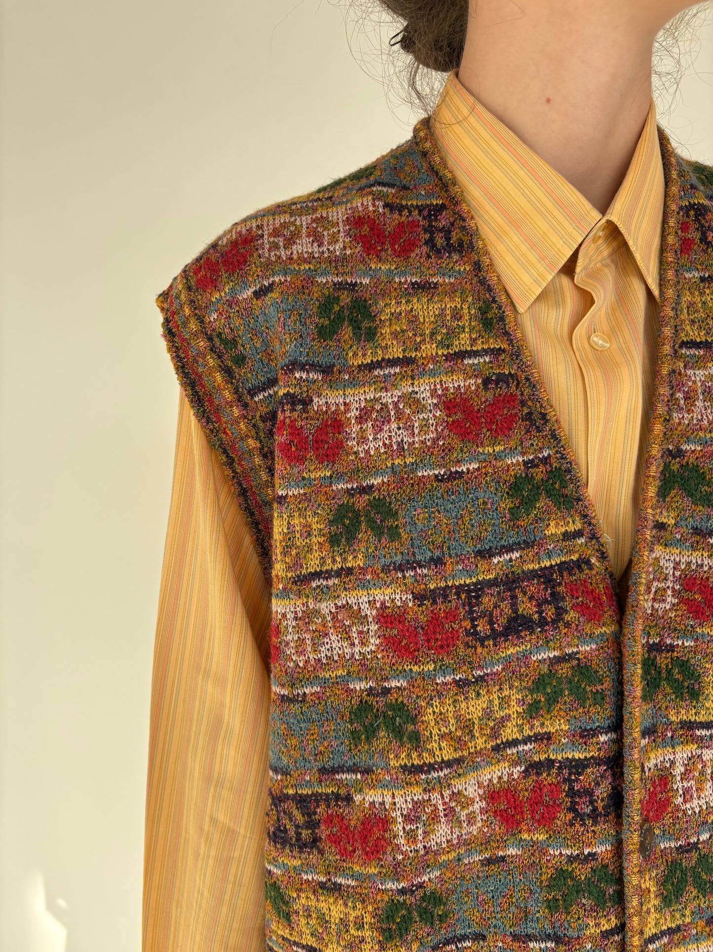 Vestă italiană vintage în stil Missoni din lana și mătase naturală