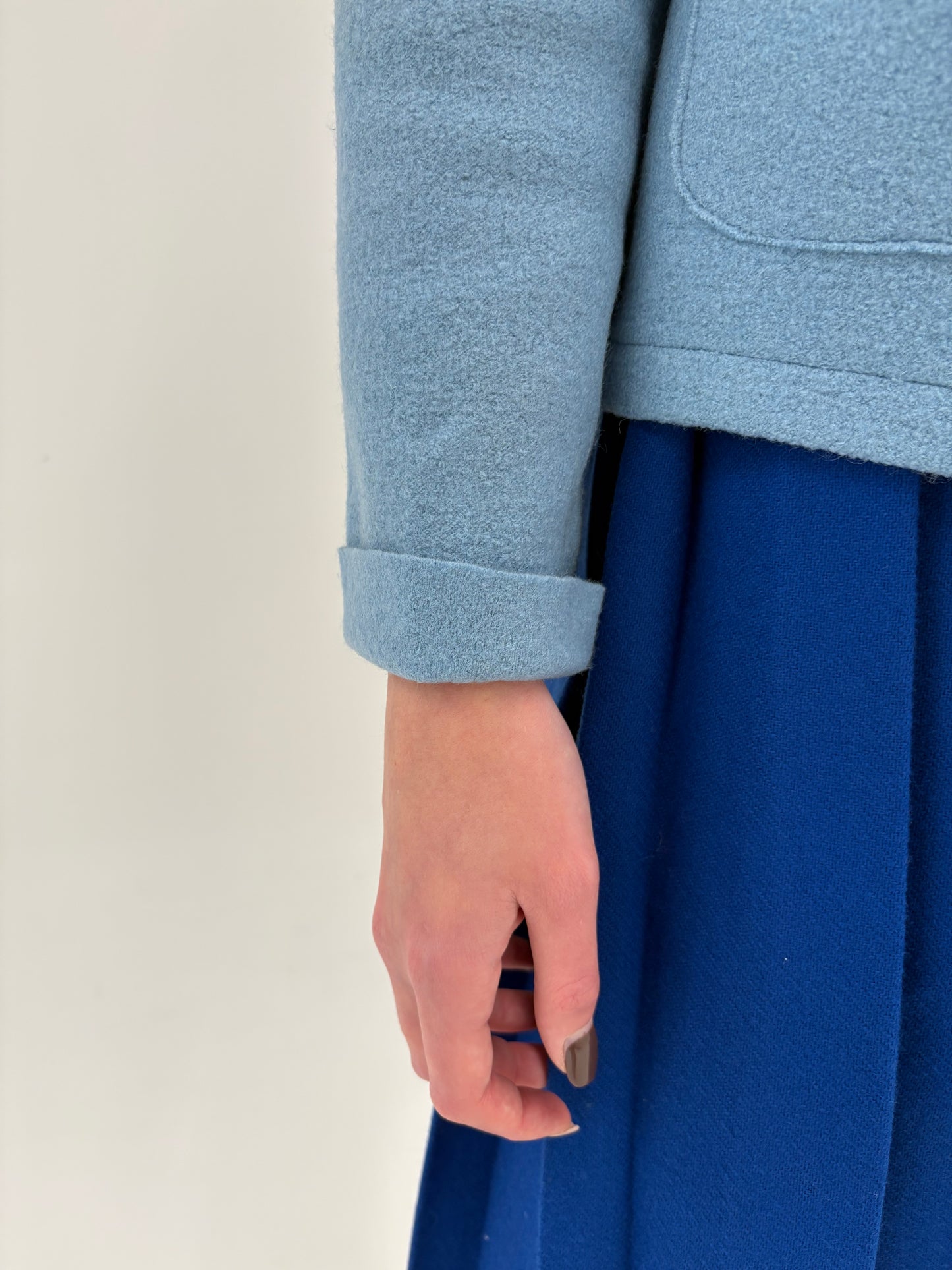 Sacou Italian high end baby blue petite din boiled wool extra confort