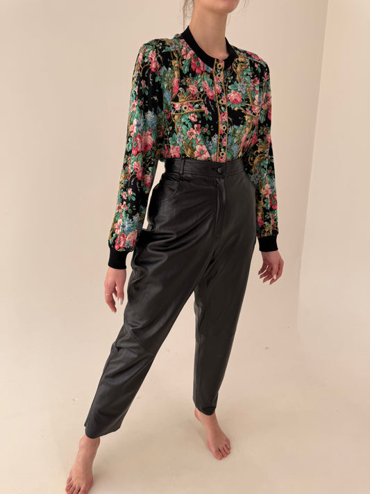 Pantaloni din piele naturală extrem de moale mom fit tall cu talie ultra înaltă