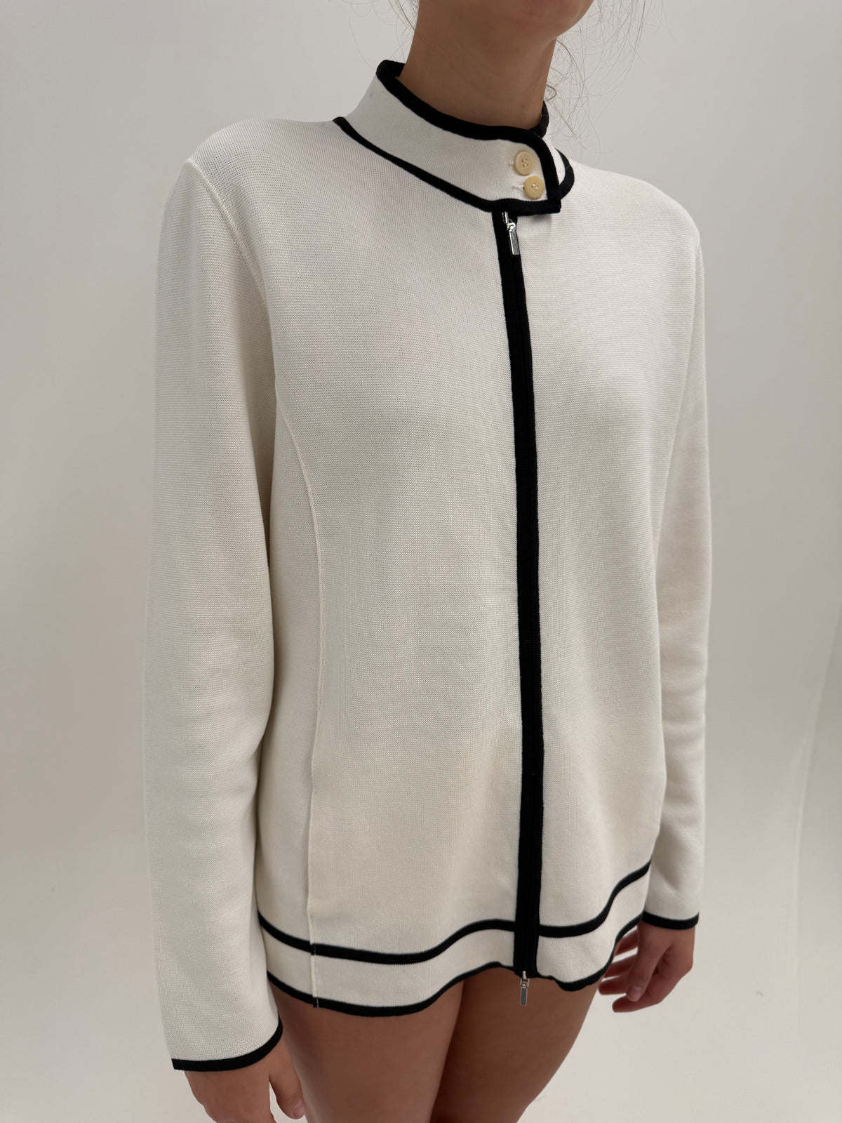 Jacheta luxury Marina Rinaldi în croi minimalist actual din bumbac Filo di Scozia