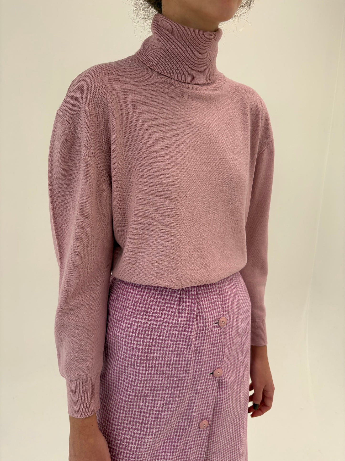 Maleta italiană powder pink petite din lana merino extrafina de gramaj mare