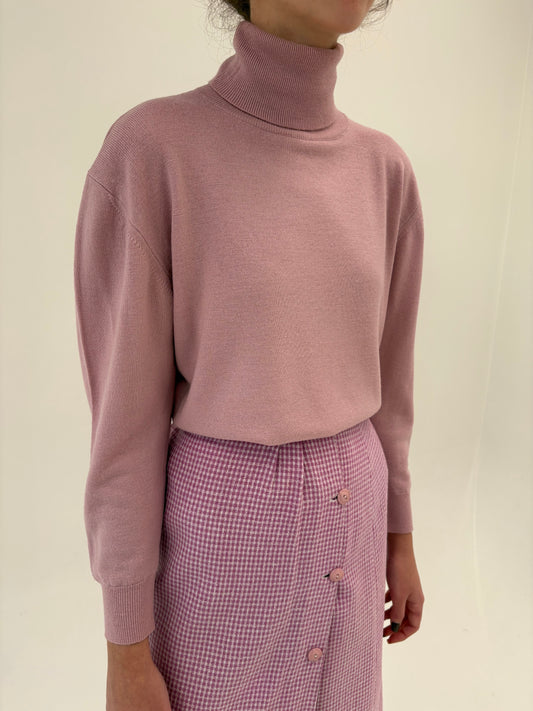 Maleta italiană powder pink petite din lana merino extrafina de gramaj mare