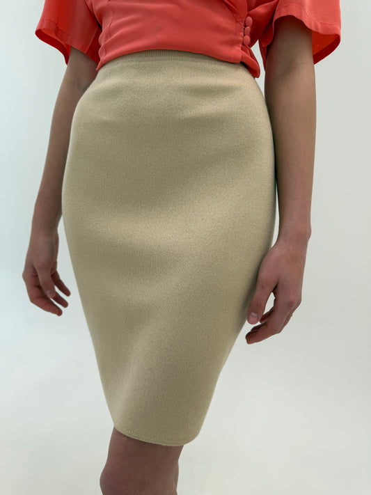 Fustă camel Escada din jerse de bumbac ultra confort modelator