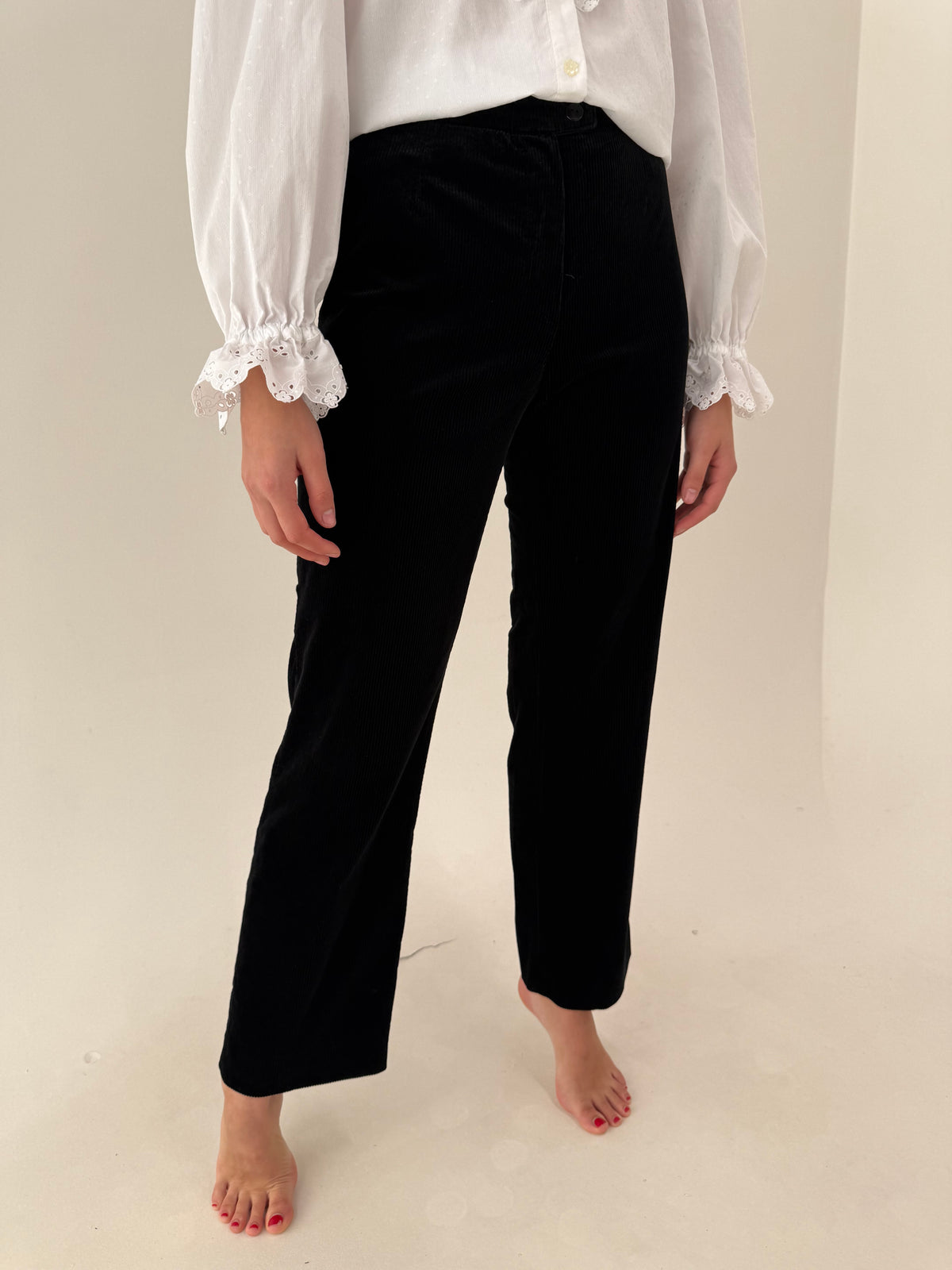 Pantaloni vintage din catifea premium raiata fin ultra confort evazați