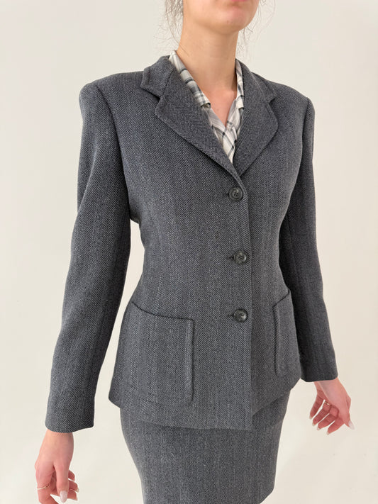 Deux piece business clasic Marella by Max Mara cu sacou cambrat și fustă conică