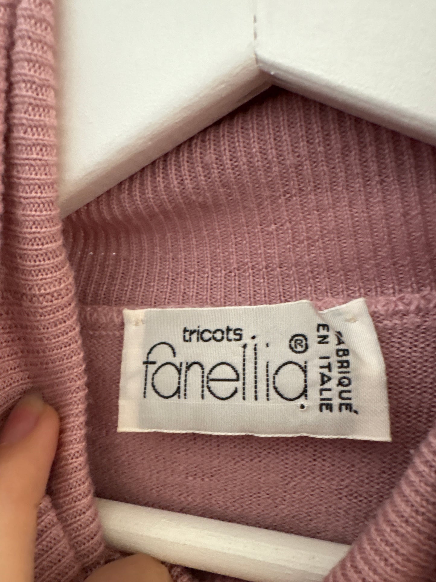 Maleta italiană powder pink petite din lana merino extrafina de gramaj mare
