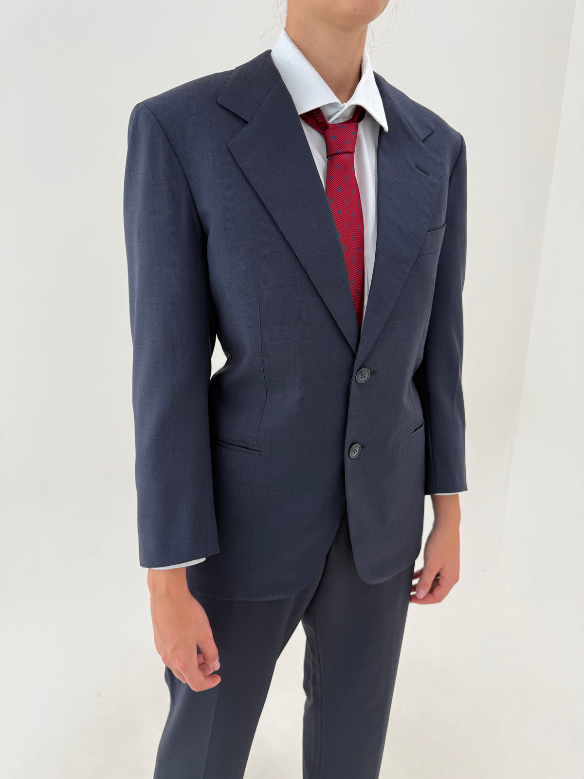 Sacou Loro Piana din lana subțire extrafina tasmaniana Navy blue petite