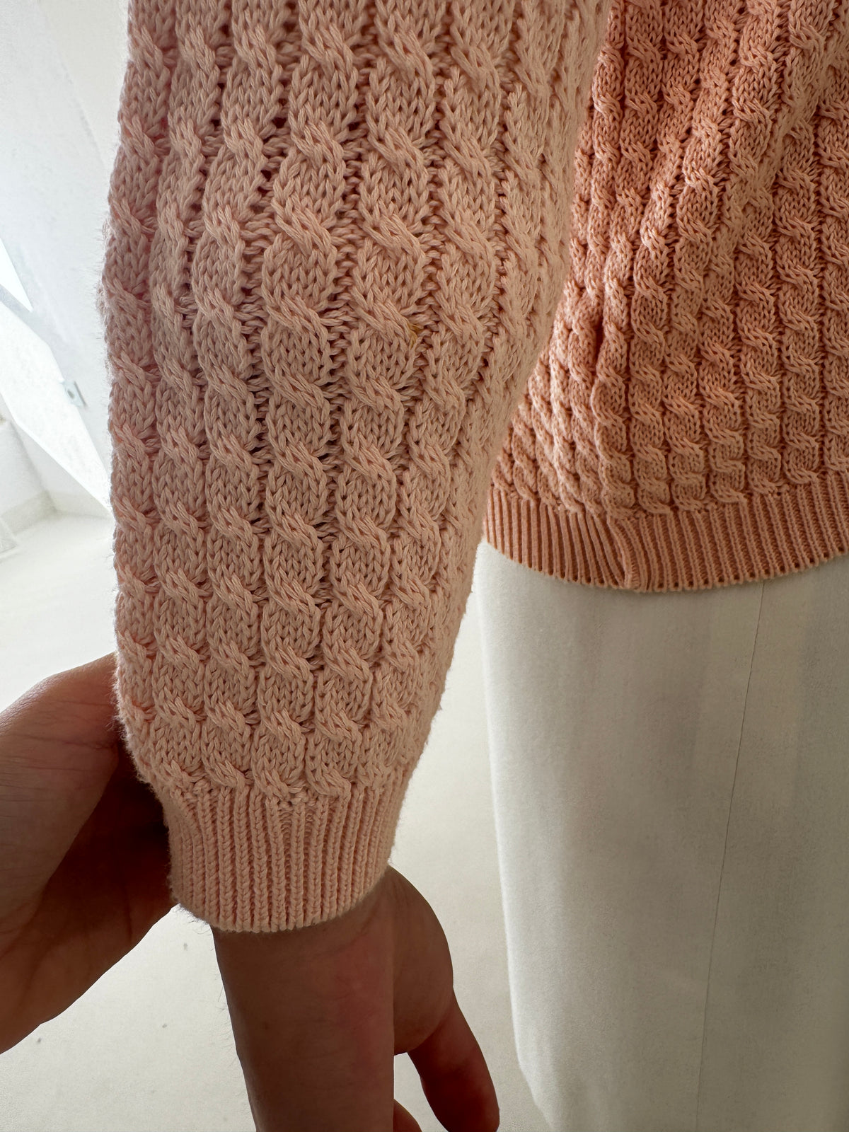 Cardigan vintage powder Pink din tricot gros excepțional de bun ca de gramaj mare