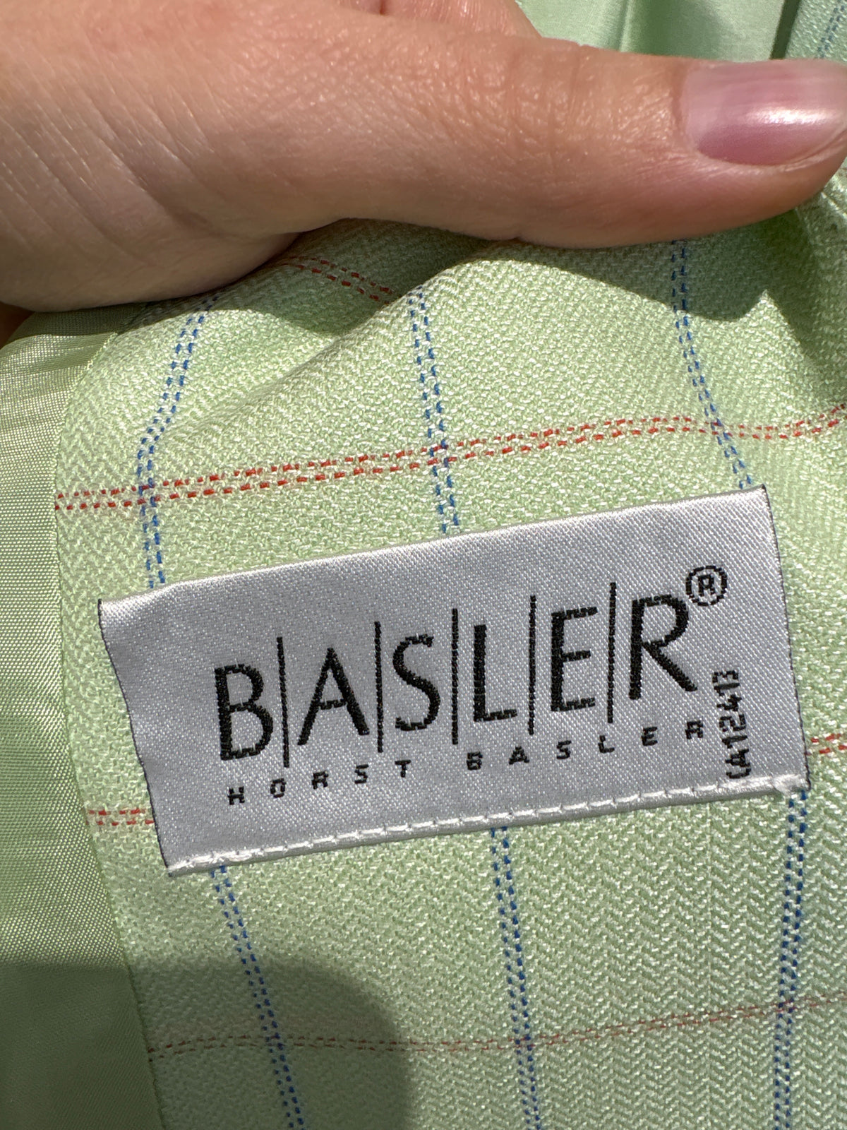 Sacou light green de brand premium din lana extrafina și mătase naturală în carouri fine
