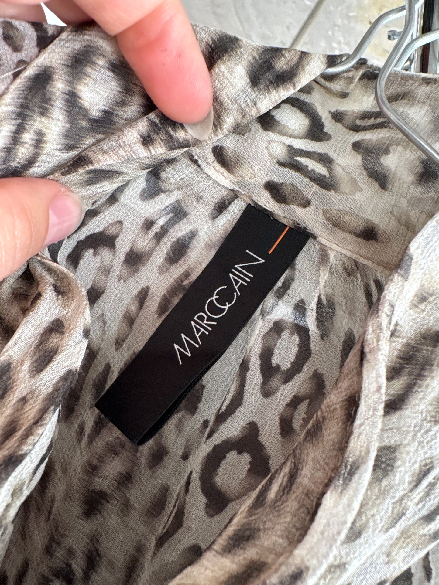 Top luxury Marc Cain din mătase naturală animal print cu jabou