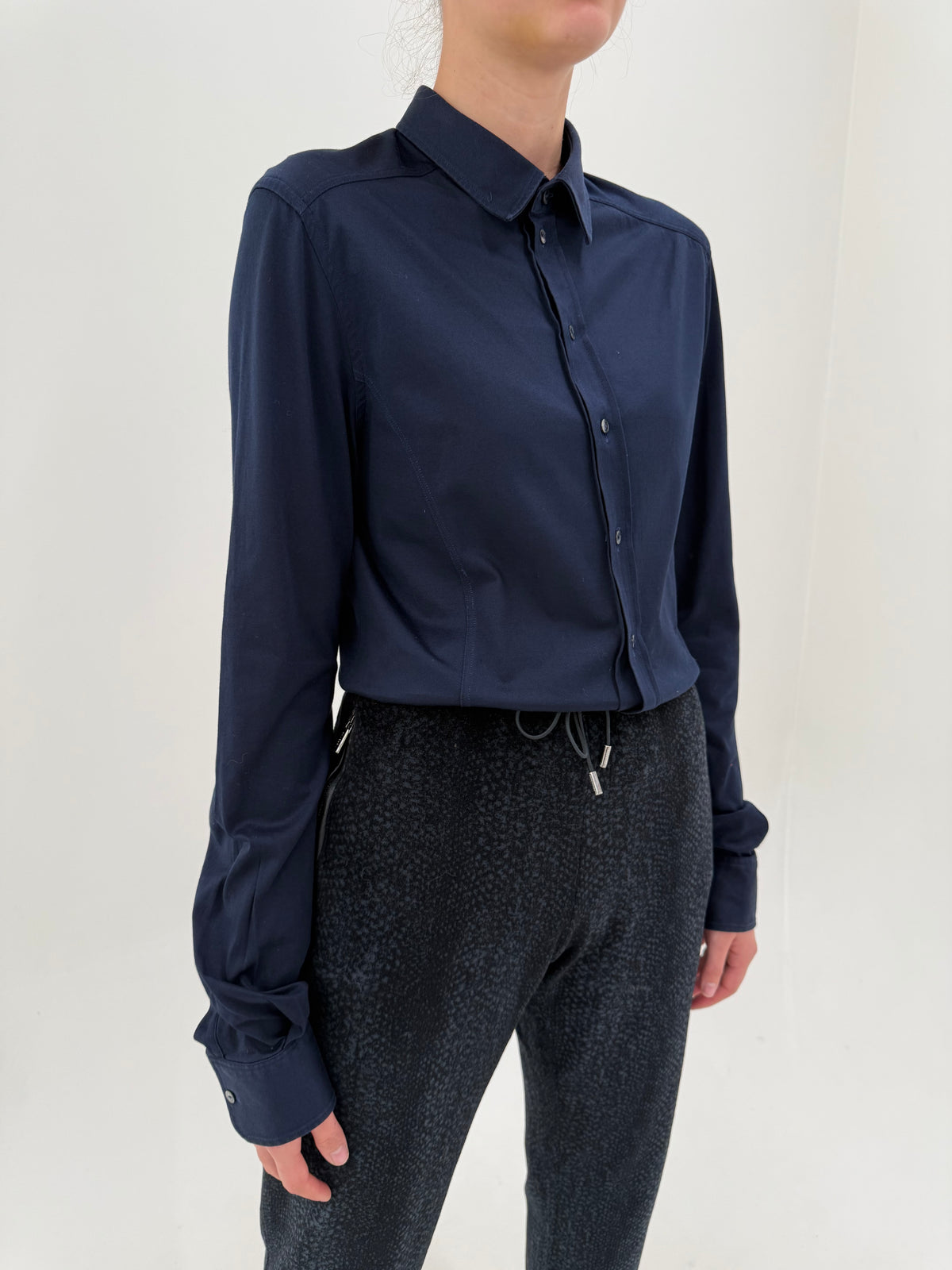 Cămașa Dolce&Gabbana tall din bumbac premium Navy blue ultra confort