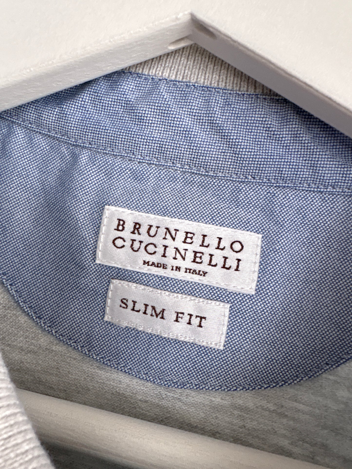 Top Polo Brunello Cucinelli light gray din bumbac texturat