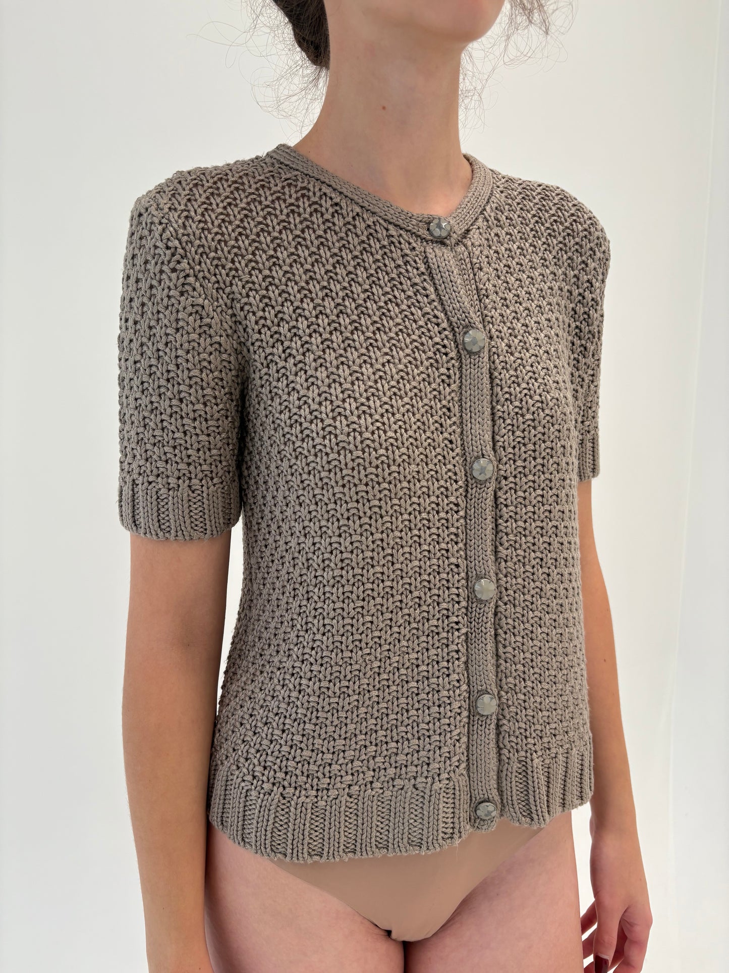 Top dark nude din jerse de gramaj super mare din mix de lana extrafina