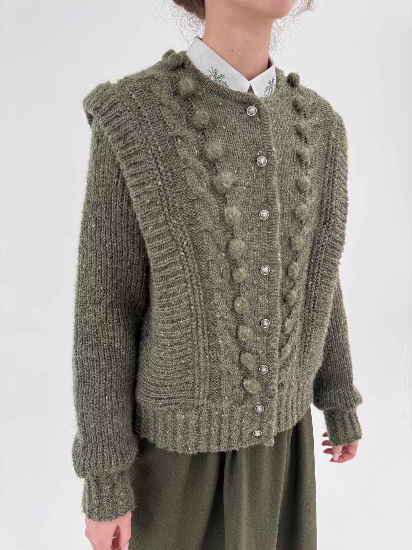 Jacheta vintage super groasă din lana și mohair cu aplicații 3D