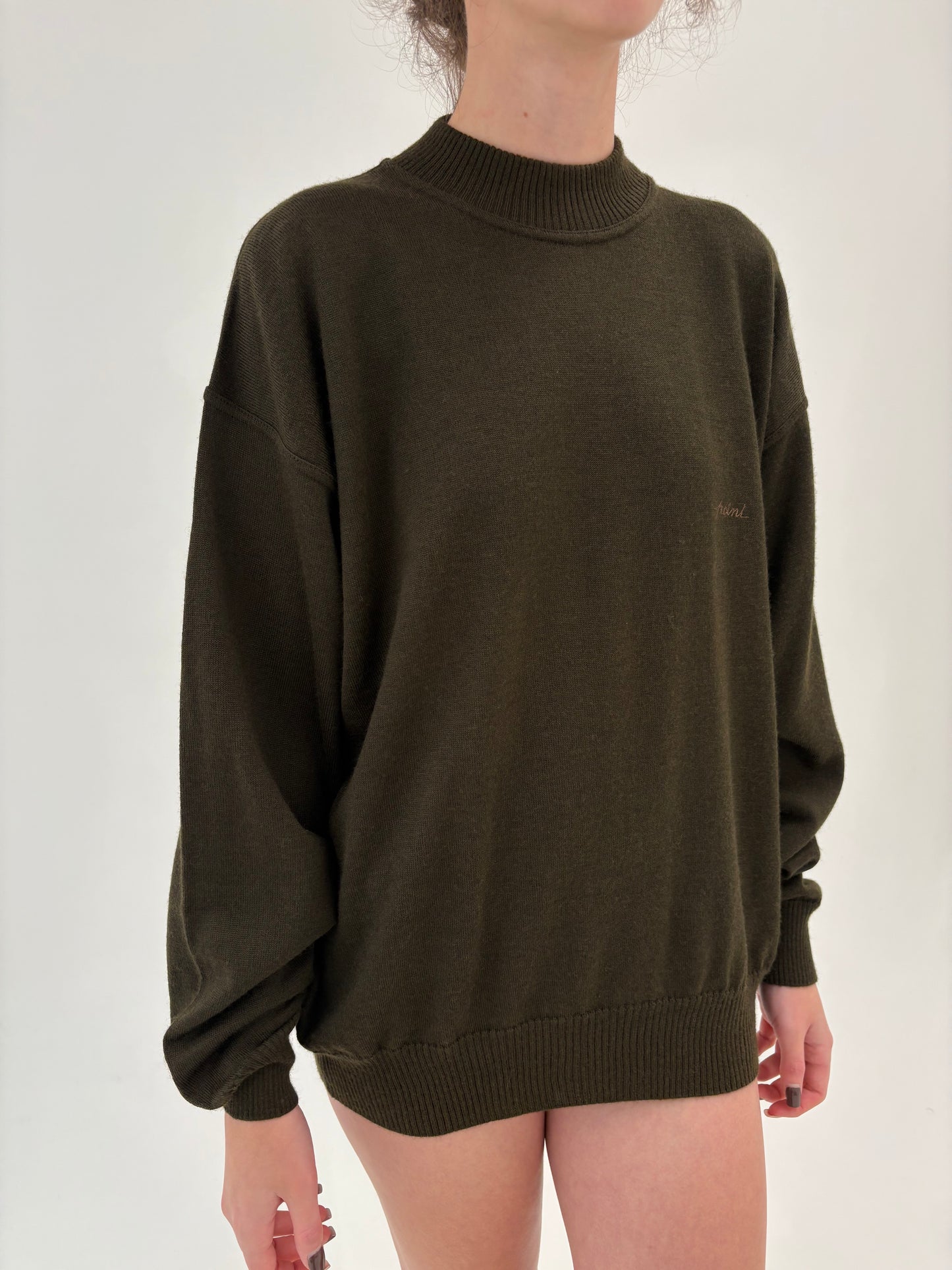 Maleta chimney dark kaki italiană din lana merino extrafina de gramaj mare